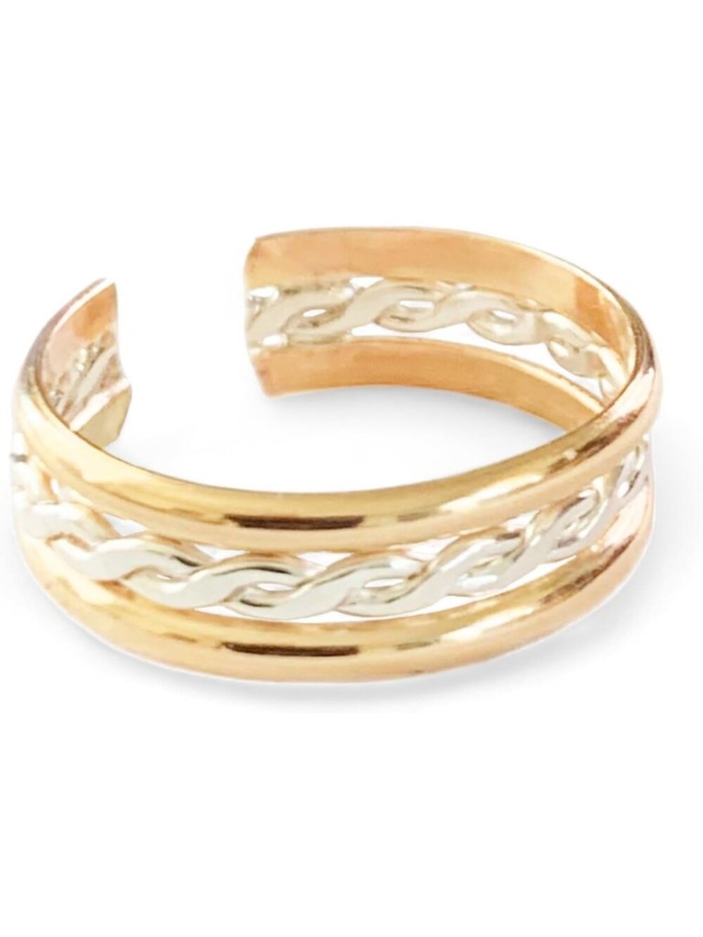 Adjustable Braid Stack Toe Ring in 14K Gold Fill & Sterling Silver - Unisex